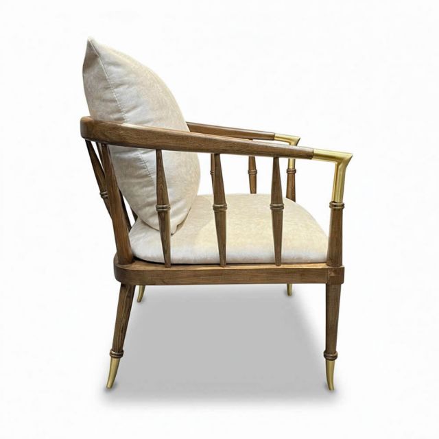 Ghế sofa đơn Caracole Beauty bọc vải nhung gỗ Ash GSD6832