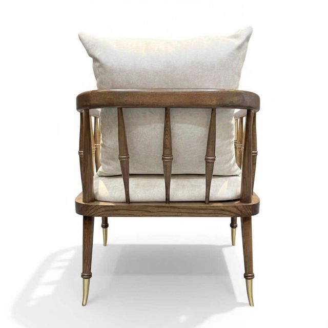 Ghế sofa đơn Caracole Beauty bọc vải nhung gỗ Ash GSD6832