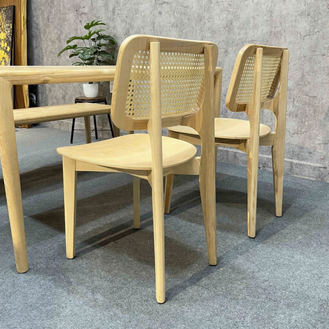 Ghế CH301 tựa lưng lưới mắt cáo gỗ Ash GSK038