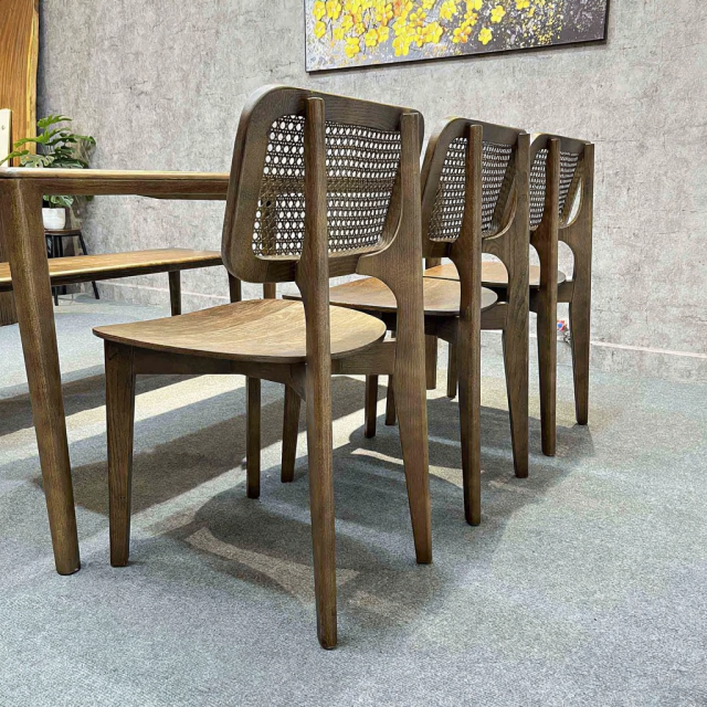 Ghế CH301 tựa lưng lưới mắt cáo gỗ Ash GSK038