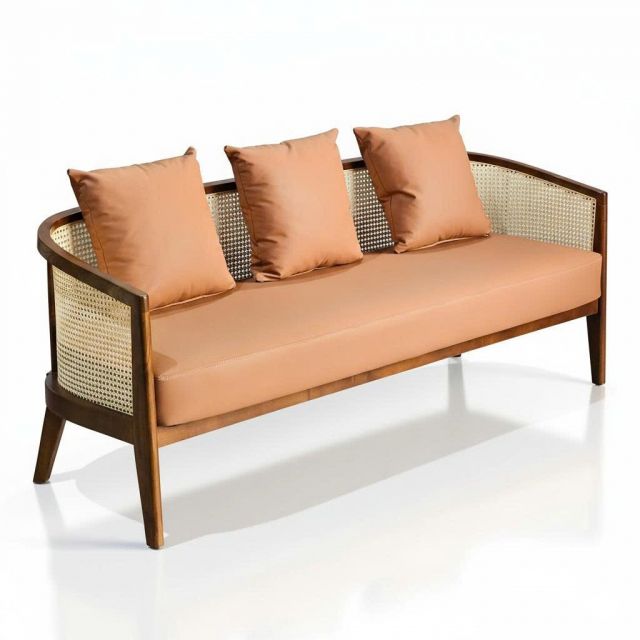 Ghế sofa băng Harvey 1m8 gỗ Ash lưới mây bọc vải SFB68090