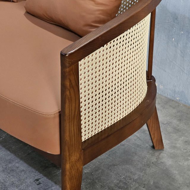 Ghế sofa băng Harvey 1m8 gỗ Ash lưới mây bọc vải SFB68090