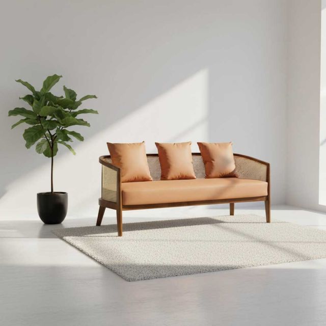 Ghế sofa băng Harvey 1m8 gỗ Ash lưới mây bọc vải SFB68090