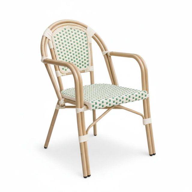 Ghế sắt đan mây nhựa có tay tựa GSK051