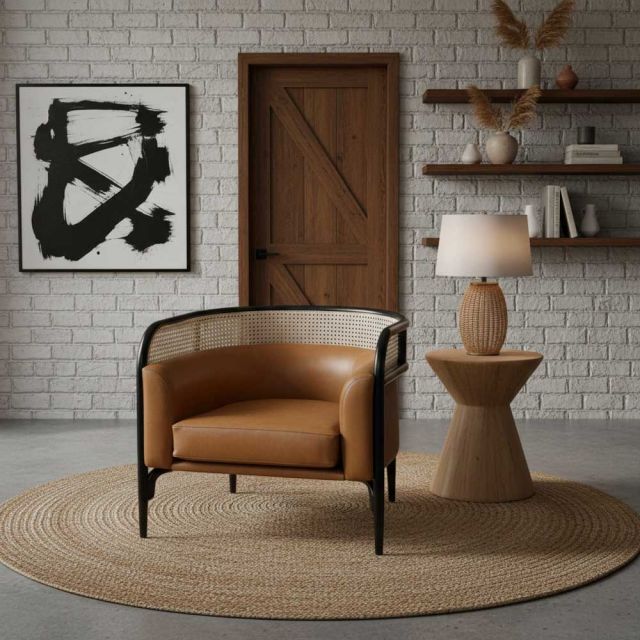 Ghế sofa đơn Targa bọc da Si gỗ Ash GSD68112