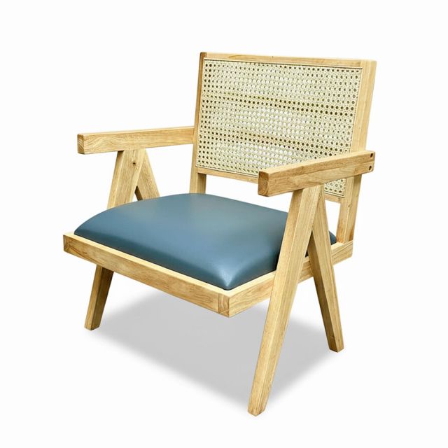 Ghế sofa V-leg nệm bọc da Si gỗ cao su GSD68106