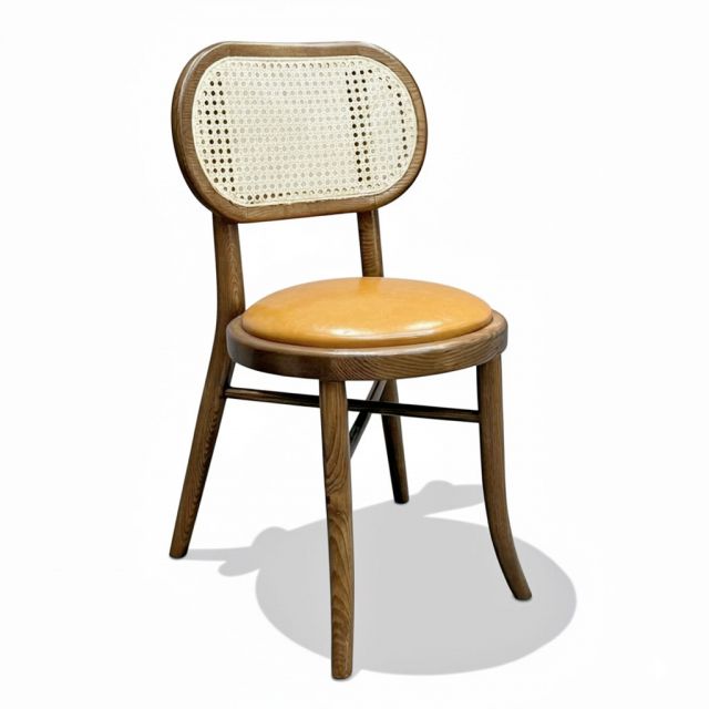 Ghế Thonet chân đan chéo bọc da Si gỗ Ash GSK035