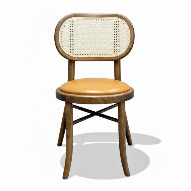 Ghế Thonet chân đan chéo bọc da Si gỗ Ash GSK035