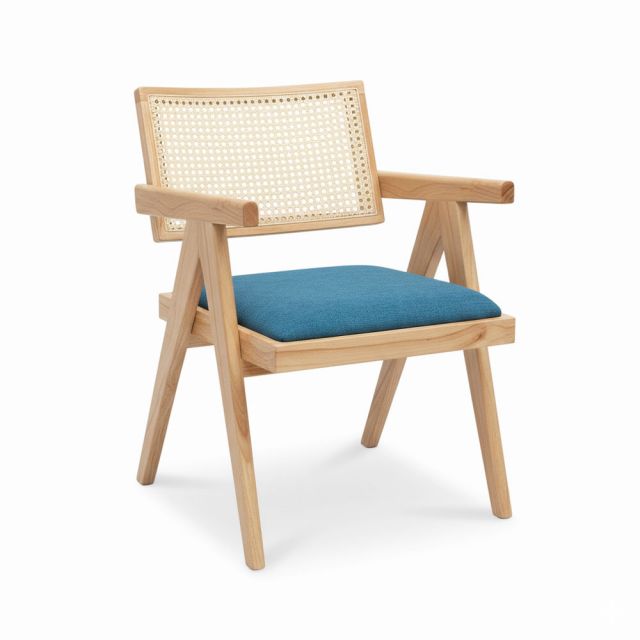 Ghế V-Leg có tay nệm bọc vải gỗ tần bì GSK032