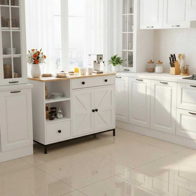 Bàn đảo bếp 104x41x80cm gỗ cao su KISL008