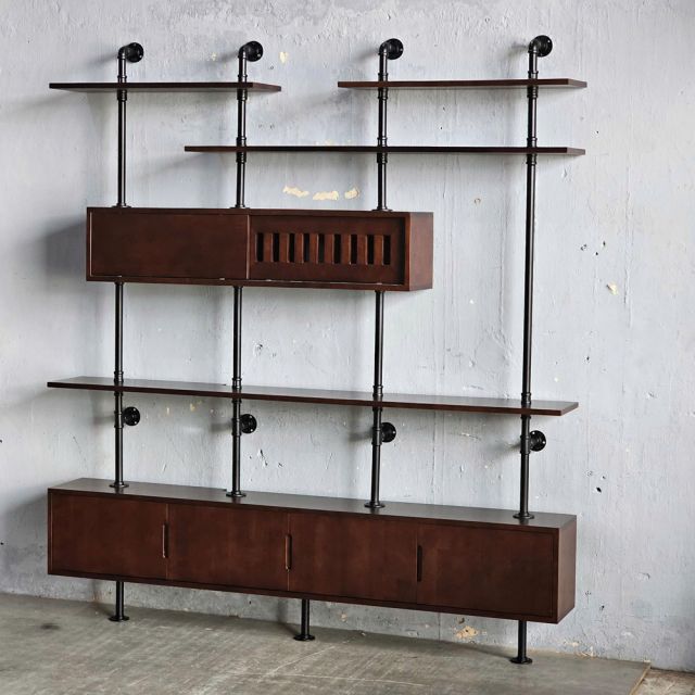 Hệ kệ ống nước áp tường 180x25x200cm gỗ cao su PPF025