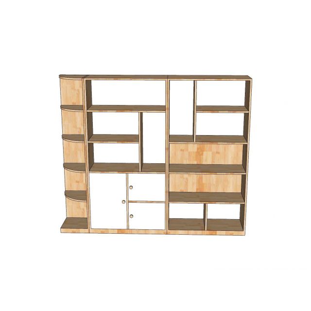 Hệ kệ sách kết hợp kệ rượu 190x30x160cm gỗ cao su KS68349