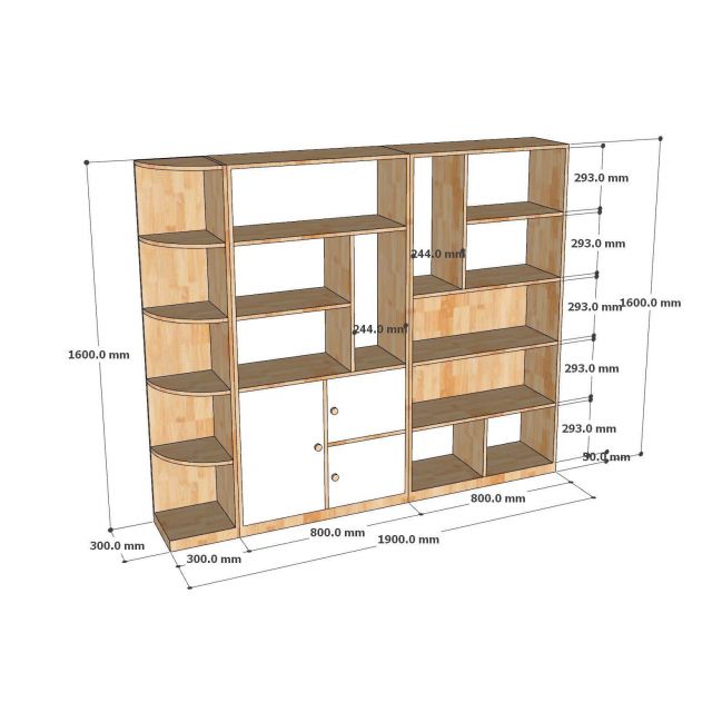 Hệ kệ sách kết hợp kệ rượu 190x30x160cm gỗ cao su KS68349