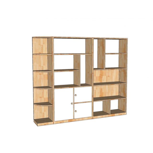 Hệ kệ sách kết hợp kệ rượu 190x30x160cm gỗ cao su KS68349