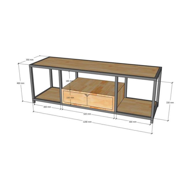 Kệ TV 120x35x40cm gỗ cao su KTV68125