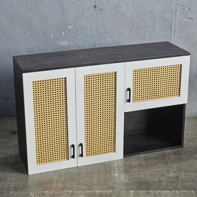 Tủ bếp trên 1m2 gỗ cao su cửa lưới TBT68006