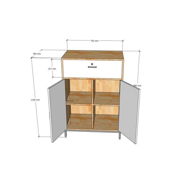 Tủ lưu trữ 75x45x110cm gỗ cao su KTB68232