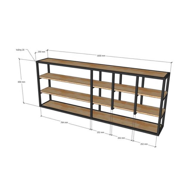 Tủ trang trí 165x40x165cm gỗ cao su KTB68234