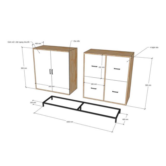 Tủ trang trí 165x40x165cm gỗ cao su KTB68234