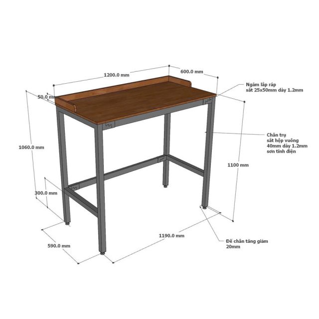 Bàn bar lắp ráp 120x60cm gỗ cao su BB044 Bàn bar lắp ráp 120x60cm gỗ cao su BB044
