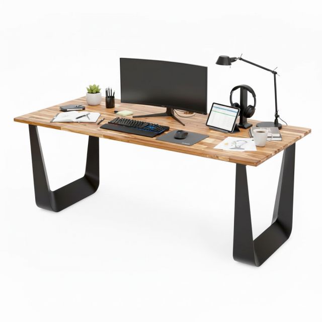 Bàn giám đốc 180x80cm mặt gỗ tràm chân sắt BGD68080 Bàn giám đốc 180x80cm mặt gỗ tràm chân sắt BGD68080