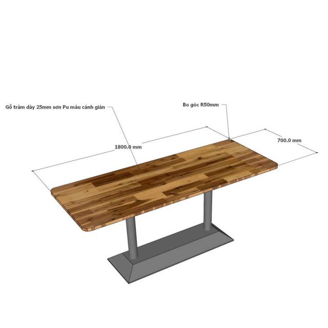 Bàn họp chữ nhật 180x70cm gỗ tràm BH68013