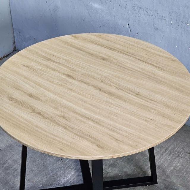 Bàn họp tròn 1m gỗ Plywood phủ melamin chân sắt BH68006
