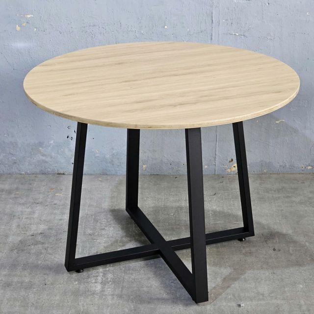 Bàn họp tròn 1m gỗ Plywood phủ melamin chân sắt BH68006