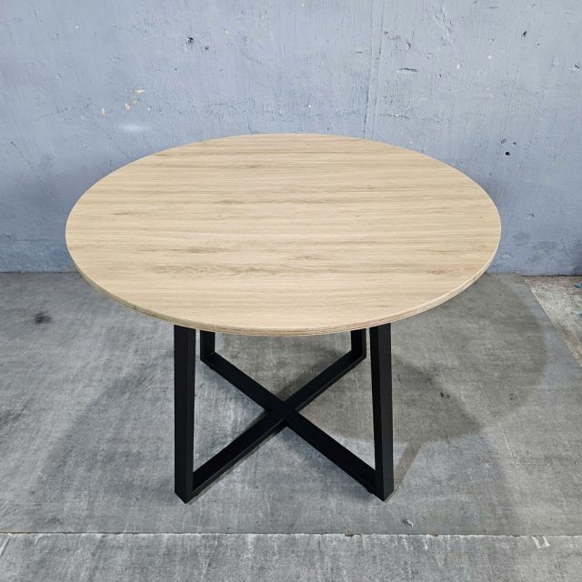 Bàn họp tròn 1m gỗ Plywood phủ melamin chân sắt BH68006