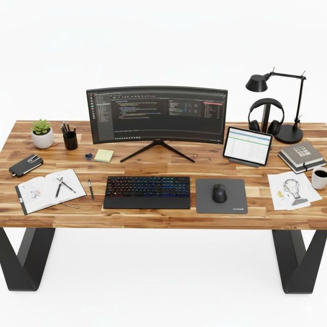 Bàn giám đốc 180x80cm mặt gỗ tràm chân sắt BGD68080