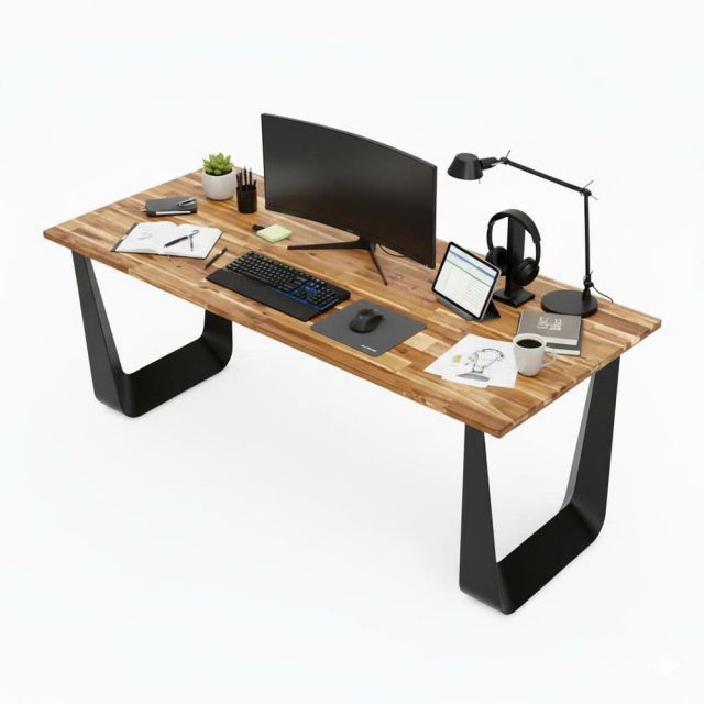 Bàn giám đốc 180x80cm mặt gỗ tràm chân sắt BGD68080