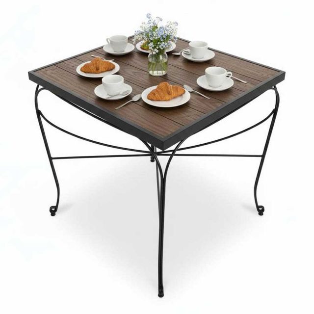 Bàn ngoài trời vuông 90x90cm gỗ nhựa vân nổi 3D BNT014