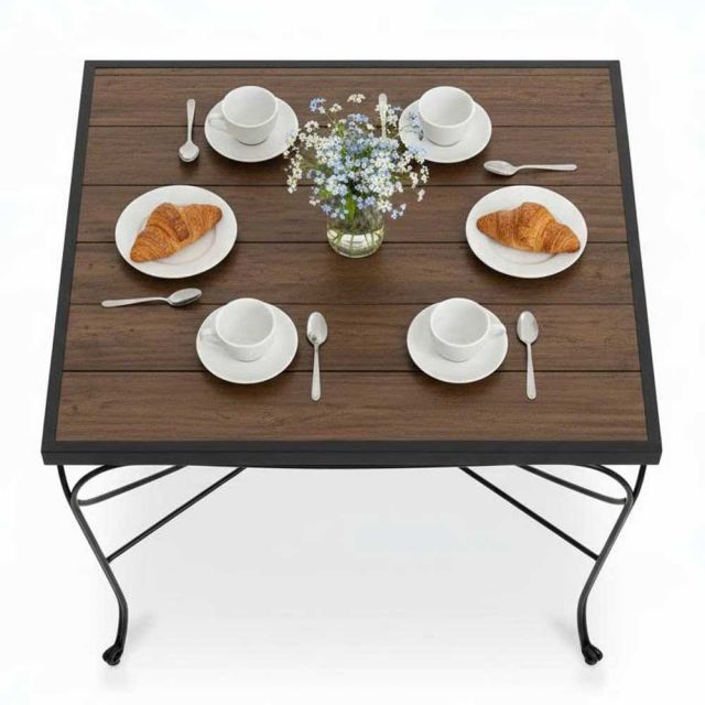 Bàn ngoài trời vuông 90x90cm gỗ nhựa vân nổi 3D BNT014