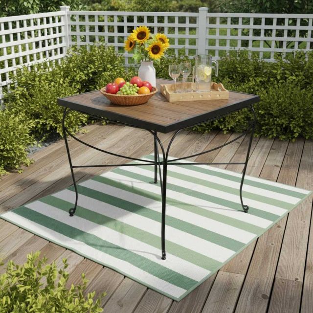 Bàn ngoài trời vuông 90x90cm gỗ nhựa vân nổi 3D BNT014