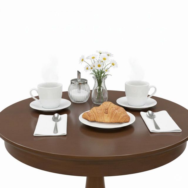 Bàn cafe tròn chân Rustic gỗ cao su CFD68282