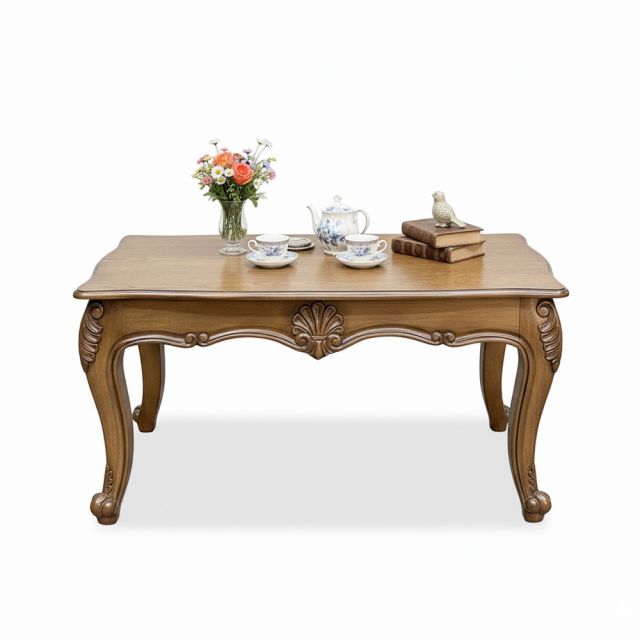 Bàn sofa Louis chữ nhật 101x54x52cm gỗ cao su TT68271