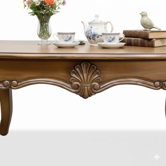 Bàn sofa Louis chữ nhật 101x54x52cm gỗ cao su TT68271