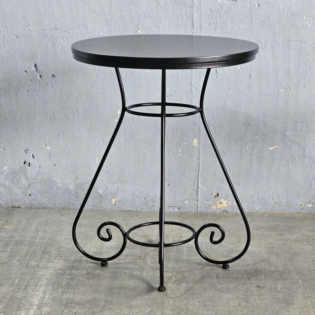 Bàn cafe tròn đen 60x60x75m gỗ cao su CFD68284