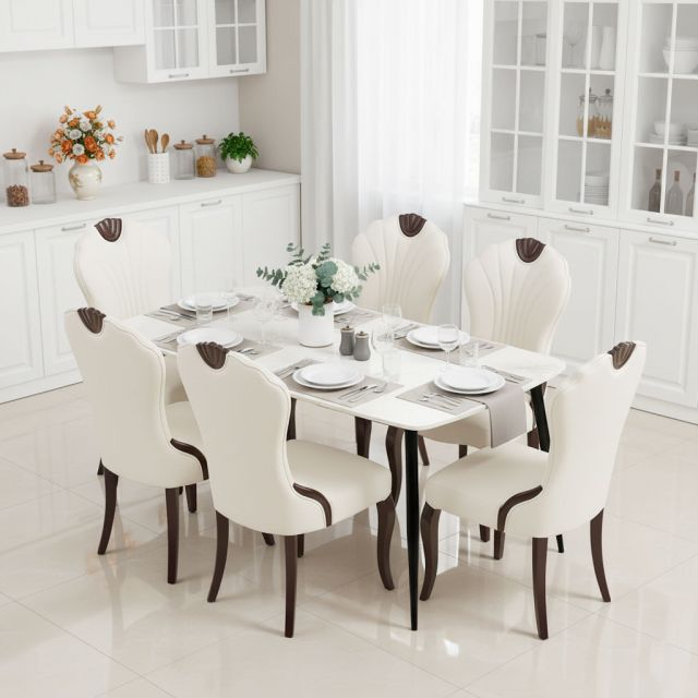 Bàn ăn chữ nhật 160x80cm mặt đá chân CONE BA68218 Bàn ăn chữ nhật 160x80cm mặt đá chân CONE BA68218