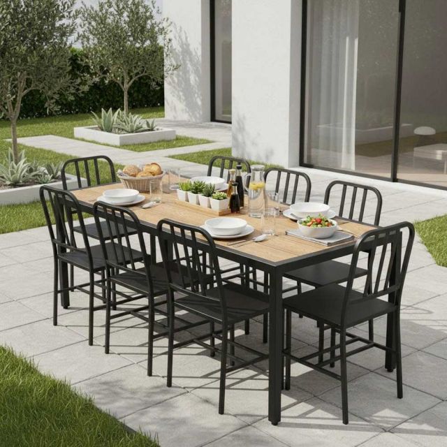 Combo bộ bàn ghế ăn chữ nhật ngoài trời CBNT018