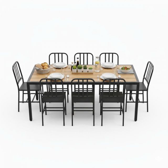 Combo bộ bàn ghế ăn chữ nhật ngoài trời CBNT018