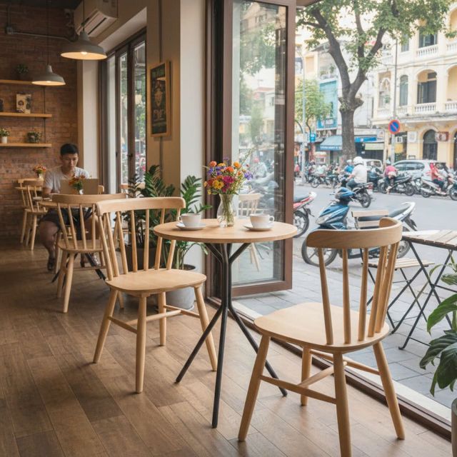 Combo bàn cafe tròn và 2 ghế gỗ CBSF68071 Combo bàn cafe tròn và 2 ghế gỗ CBSF68071