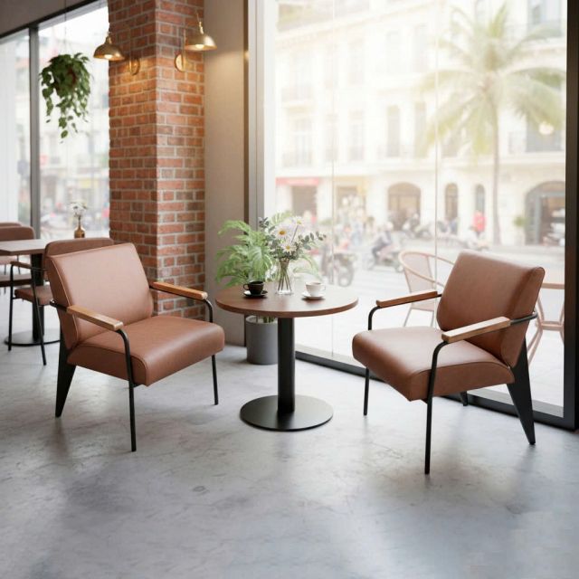 Combo bàn sofa tròn và 2 ghế sofa Napa sắt CBSF68068 Combo bàn sofa tròn và 2 ghế sofa Napa sắt CBSF68068