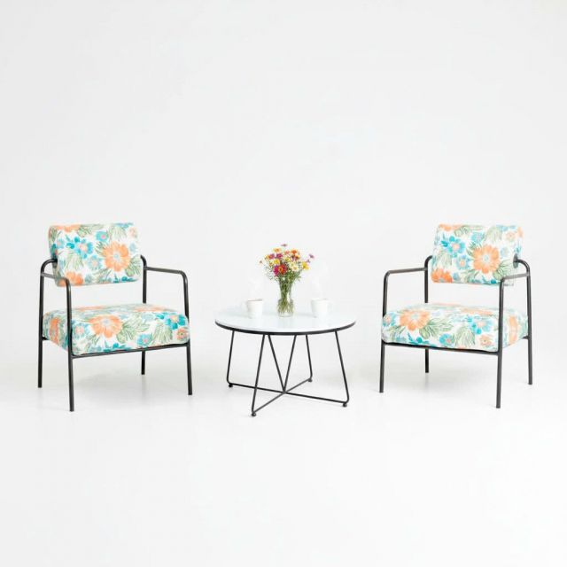 Combo bàn sofa tròn và 2 ghế sofa khung sắt CBSF68070 Combo bàn sofa tròn và 2 ghế sofa khung sắt CBSF68070