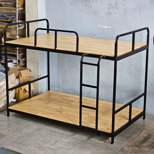 Giường tầng khung sắt lắp ráp mặt gỗ tự nhiên GT014
