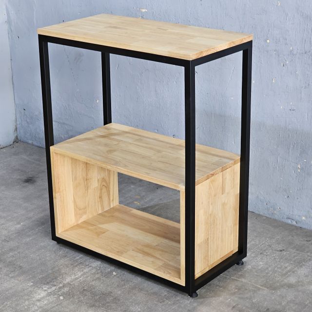 Kệ nhà bếp 68x35x82cm gỗ cao su khung sắt KB68047