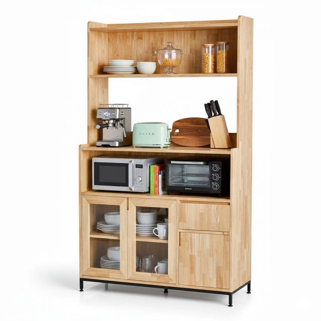 Tủ kệ nhà bếp 117x45x193cm gỗ cao su KB68076 Tủ kệ nhà bếp 117x45x193cm gỗ cao su KB68076