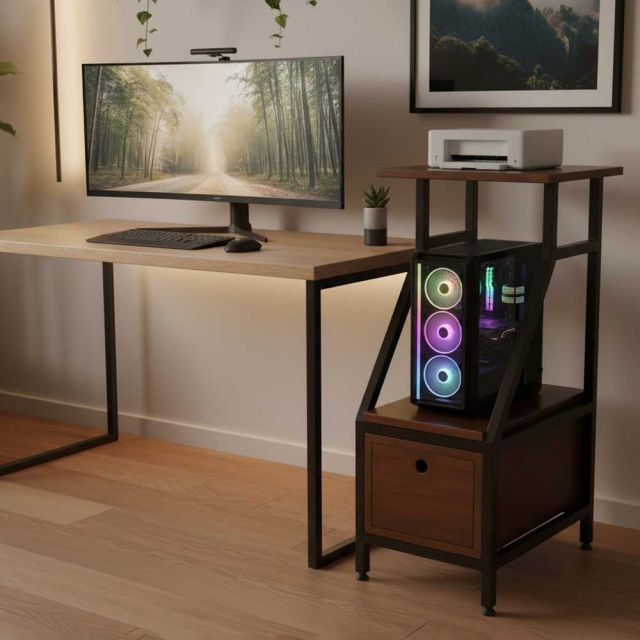 Kệ để máy tính có ngăn kéo 32.5x48x93cm gỗ cao su KCPU68028 Kệ để máy tính có ngăn kéo 32.5x48x93cm gỗ cao su KCPU68028