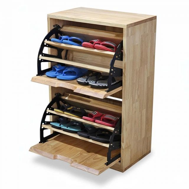 Tủ giày cửa lật 2 ngăn 50x30x80cm gỗ cao su KG68100