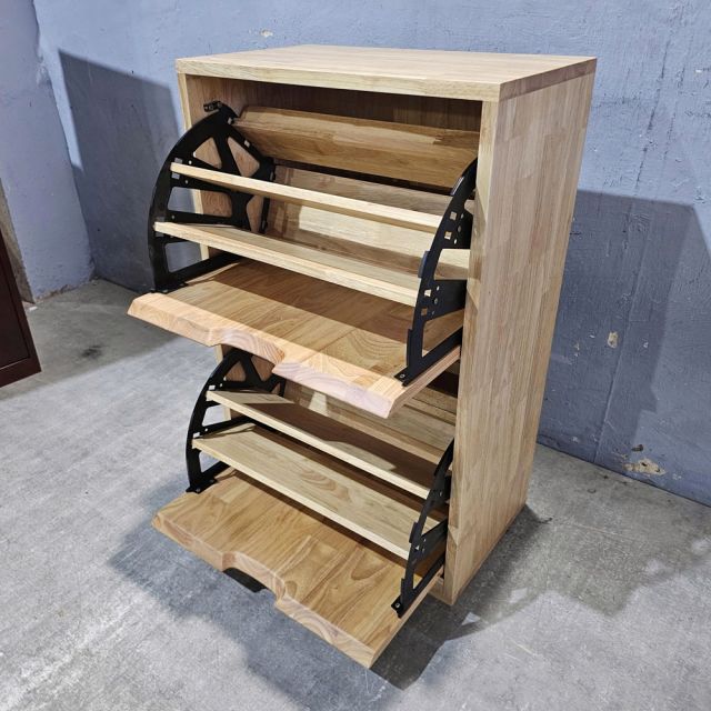 Tủ giày cửa lật 2 ngăn 50x30x80cm gỗ cao su KG68100